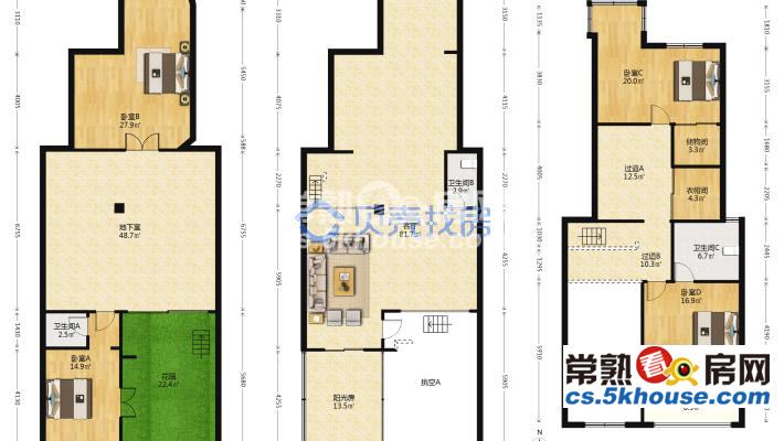 怡景湾一二叠加204平精装修送地下室有名额带车位带院子满2年555万