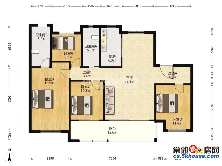 鲲湖天境143平米精装4房2厅2卫带车位195万