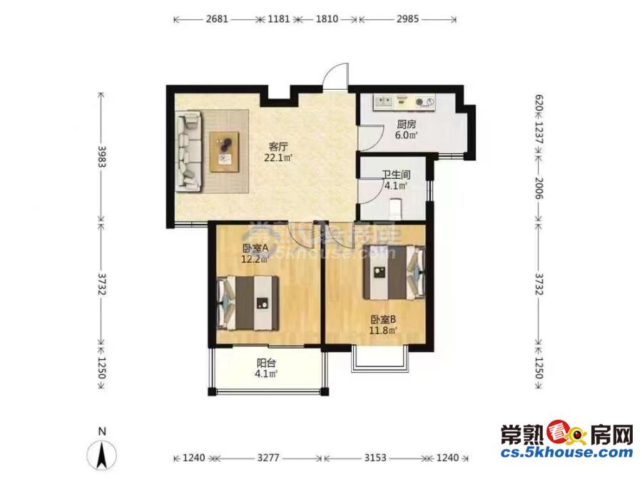 金桂家园83平168万2室2厅1卫精装修