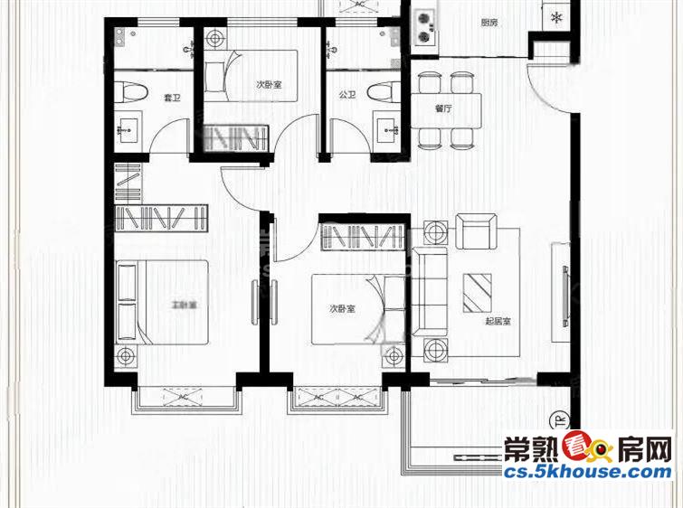 华发电梯洋房4房2卫中央空调新风系统都有精装