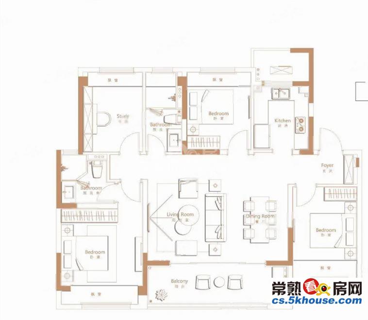 常熟金茂智慧科学城 洋房横厅 南北通透 次新小区  双卫格局