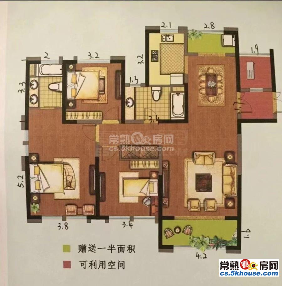 琴湖一号180平方.四室二厅二卫.毛坯房.218万