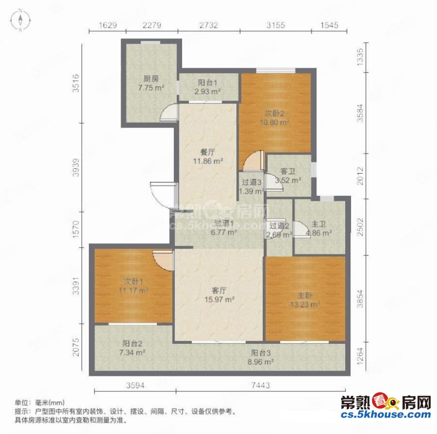 新上房源琴湖一号 豪装3房 183 可谈 好楼层可看昆承湖