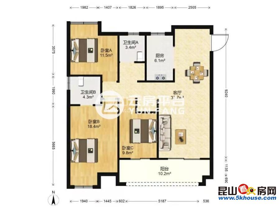 低于市場價 濱江麗景 230萬 3室2廳2衛 精裝修 南北正通 實誠價格,換房急售