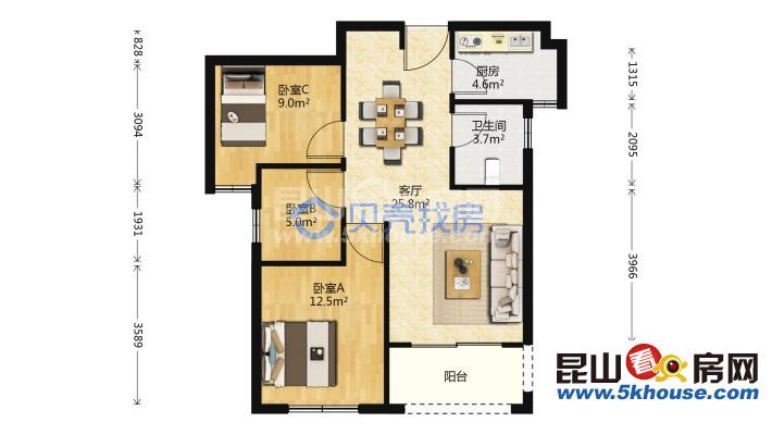 中南世紀城 152萬 3室2廳1衛(wèi) 毛坯 ,地地道道好房