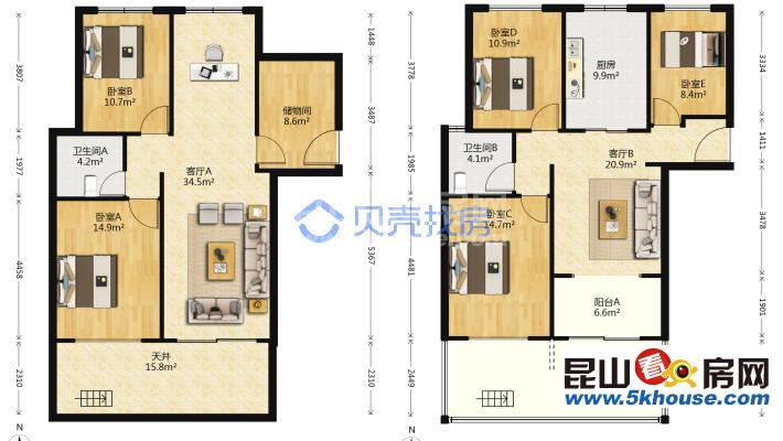 綠地21新城 256萬 5室3廳2衛(wèi) 精裝修 帶學(xué)位業(yè)主誠心出售