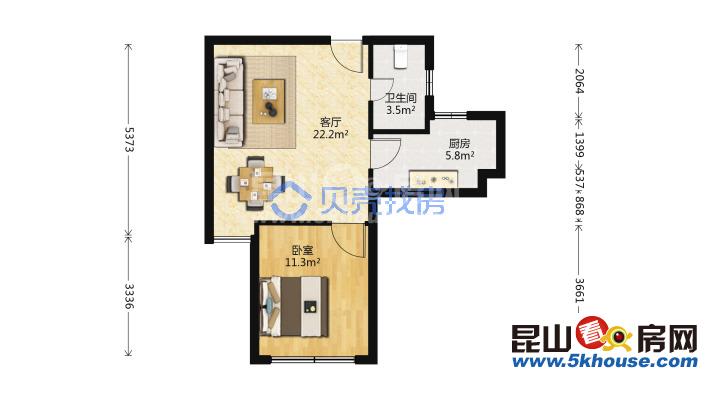 首創(chuàng)悅都 99萬 1室1廳1衛(wèi) 精裝修 ,格局戶型好價錢合理