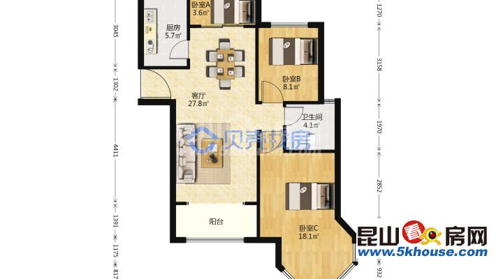 周邊配套設(shè)施齊全,性價(jià)比超高中南世紀(jì)城 178萬 3室2廳1衛(wèi) 精裝修