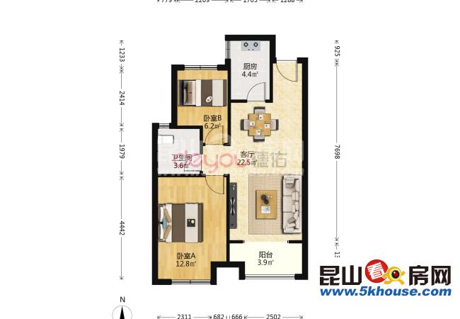 祥瑞香逸尚城 1500元月 2室2厅1卫,2室2厅1卫 精装修 ,少有的低价出租