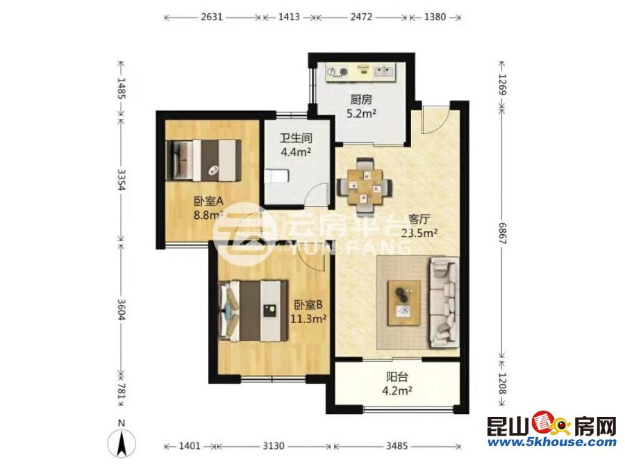 首創(chuàng)悅都 110萬 2室2廳1衛(wèi) 簡單裝修 ,住家簡單裝修 有鑰匙帶您看