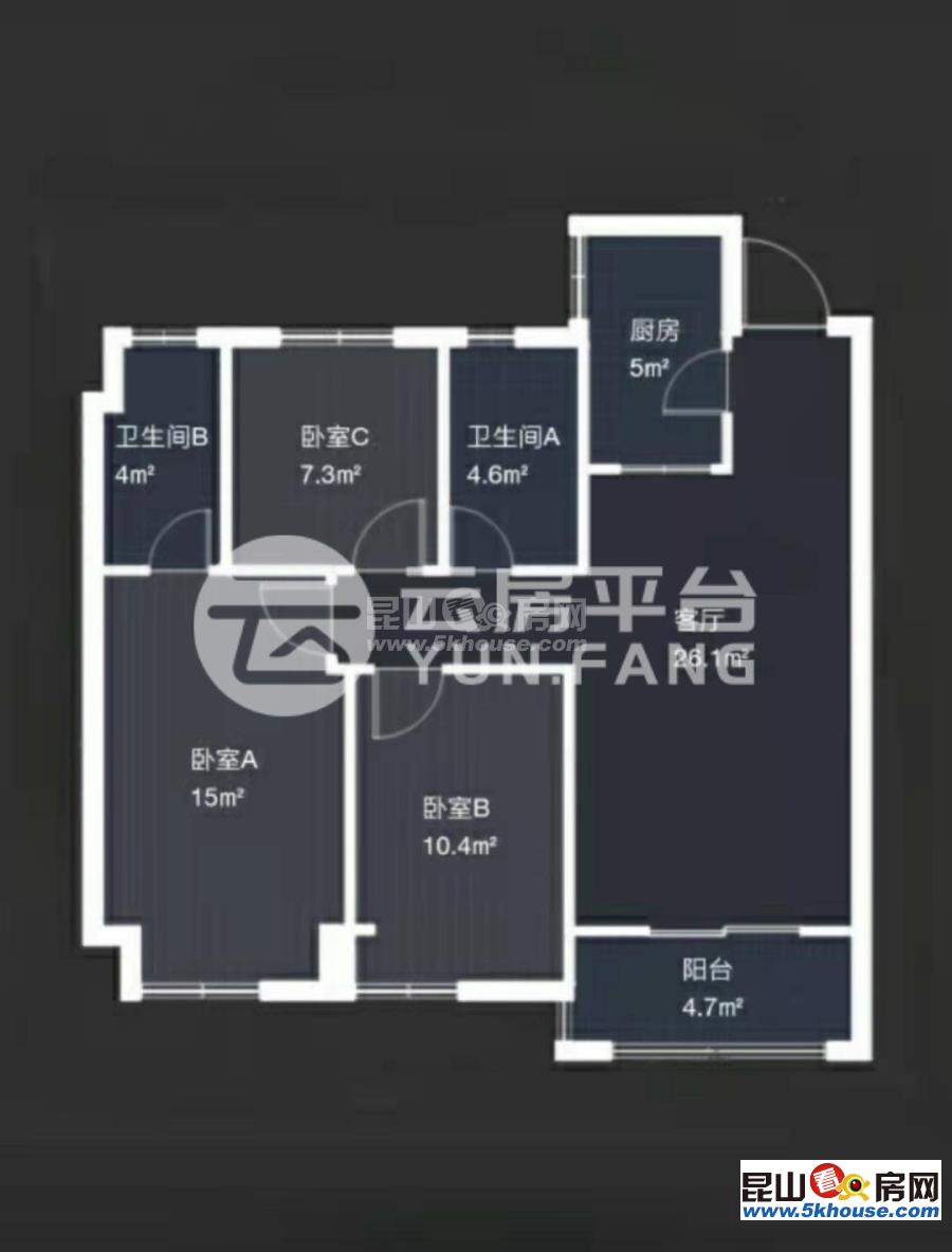 公元壹號 225萬 3室2廳1衛(wèi) 毛坯 超好的地段,住家舒適