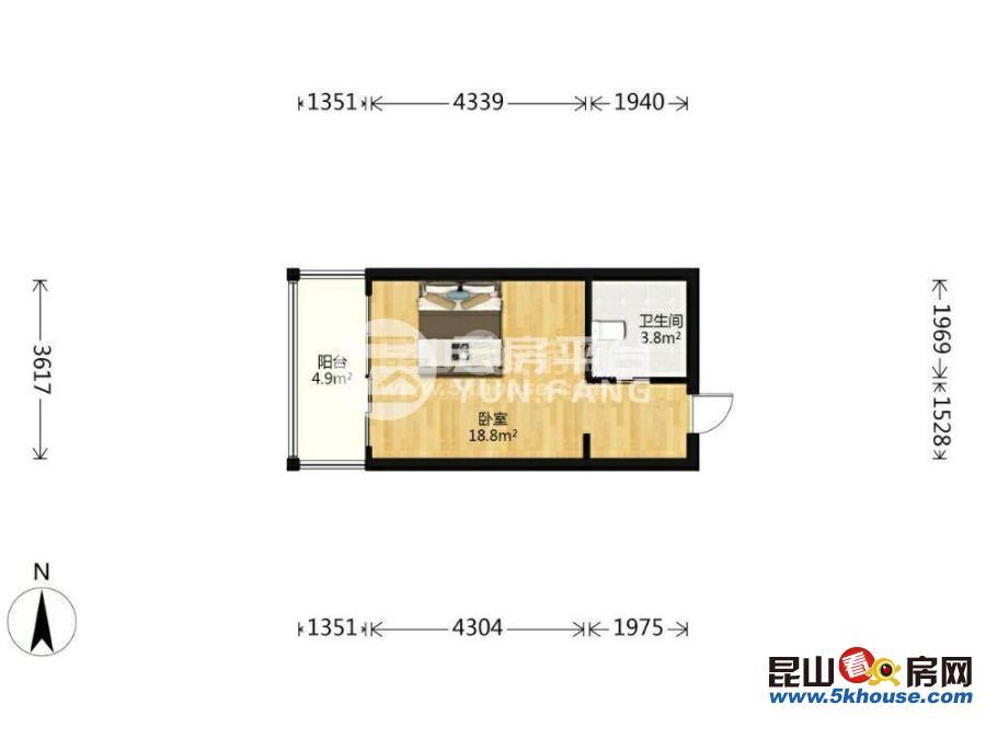 單價低,不臨街,隨時騰房泊仕樓 75萬 1室1廳1衛(wèi) 簡單裝修 