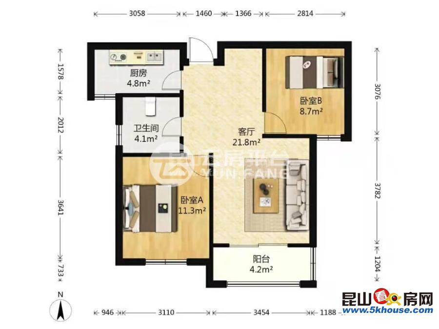 周邊配套設(shè)施齊全,性價(jià)比超高新城天地 200萬(wàn) 2室2廳1衛(wèi) 毛坯