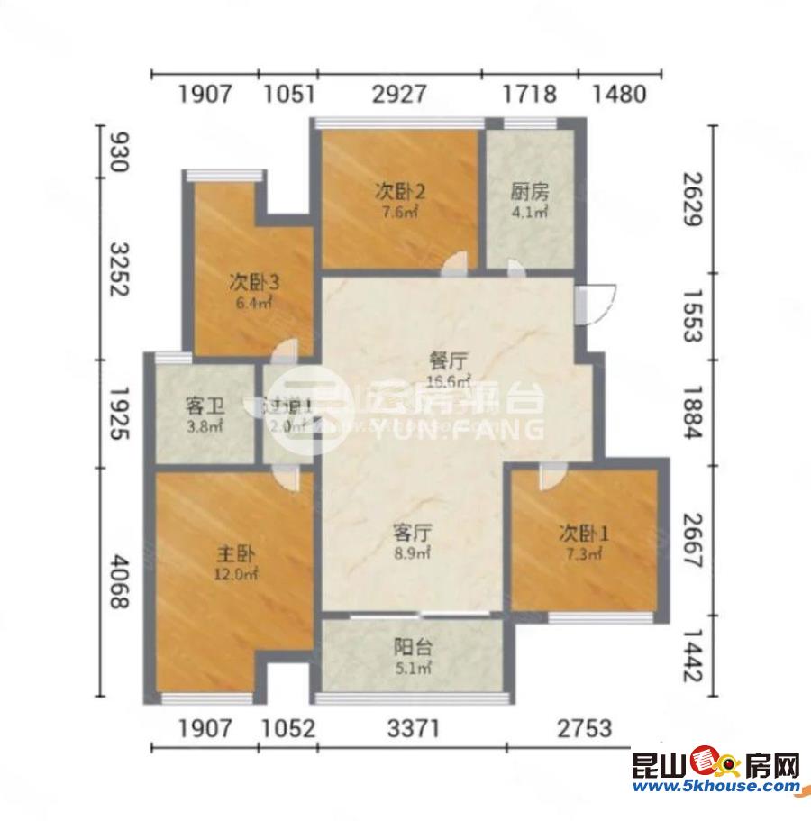 二胎,新城柏丽湾 160万 4室2厅1卫 精装修 大户型,生三胎也不用换房了