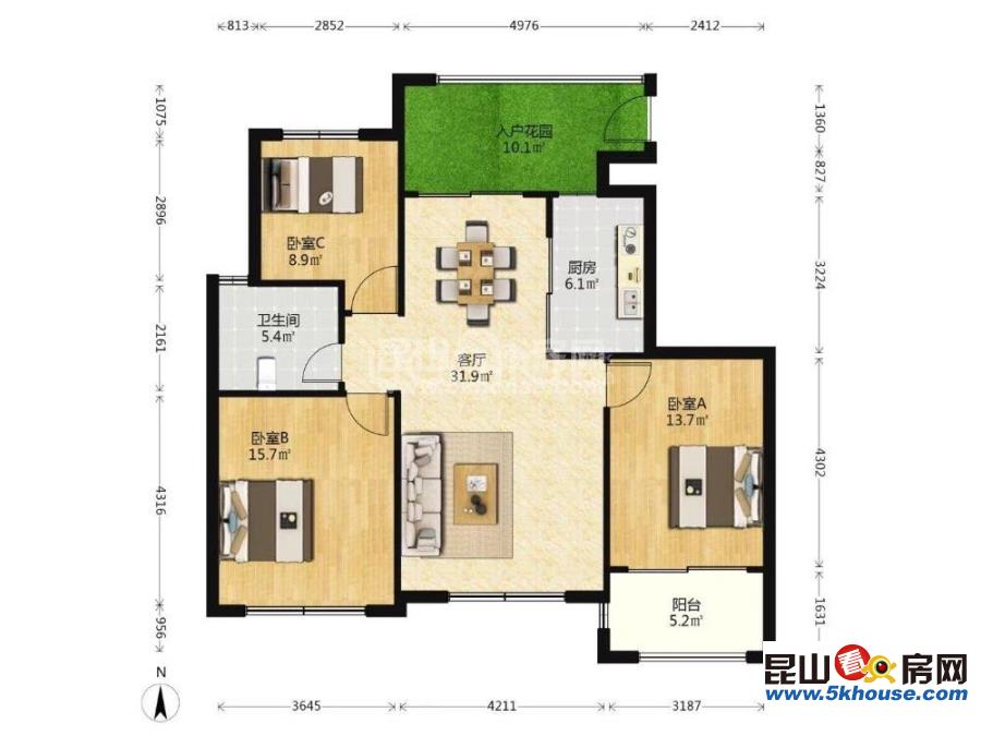 東方家園 109萬 3室2廳1衛(wèi) 簡單裝修 非常安靜,筍盤出售