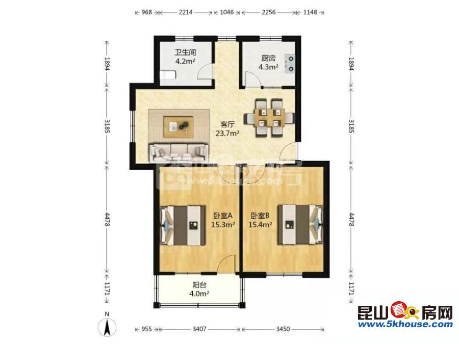 超值有匙即睇低價(jià)揚(yáng)子新村 1550元月2室2廳2衛(wèi) 精裝修 家具家電齊全