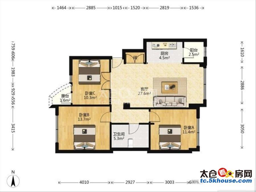 天康雅居 97.68平3居 东西向中装修 方便看房