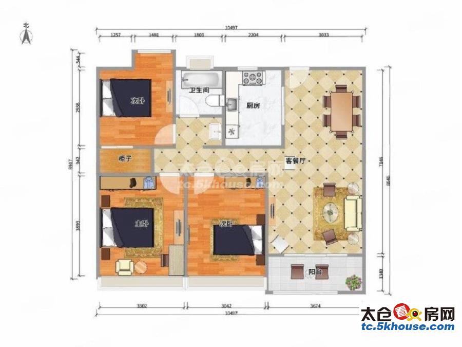 城西南洋广场旁 成熟商圈精装三室 户型方正 交通便利有钥匙