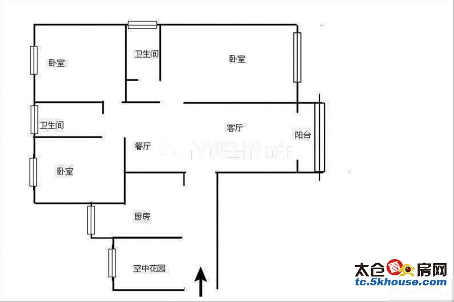 太仓南洋市区 中梁泊景庭 157万 3室2厅2卫 精装修房东急售