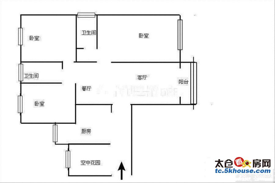 太仓南洋市区 中梁泊景庭 157万 3室2厅2卫 精装修房