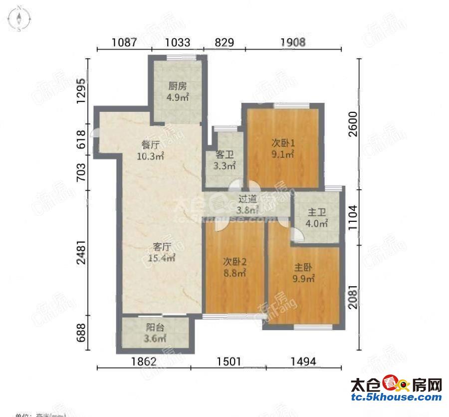 漫悦兰庭 78.9万 3室2厅2卫 精装修 的地段,住家舒适!