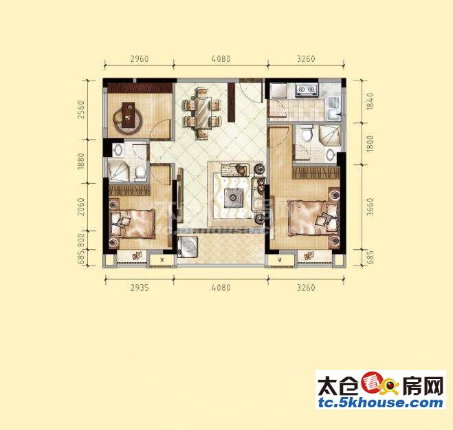 花园港苑 116万 3室2厅2卫 精装修 低价出售房东急售