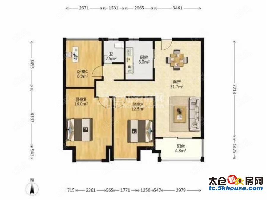 新安苑 79万 3室2厅1卫 精装修住家精装修 有钥匙带您看