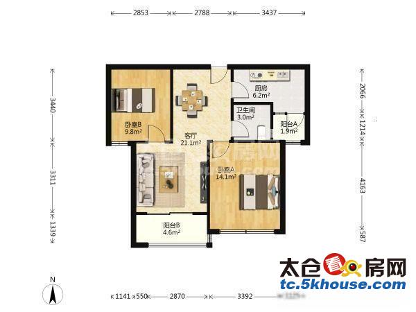 安居恒通花园 75万 2室2厅1卫 精装修让你惊喜不断