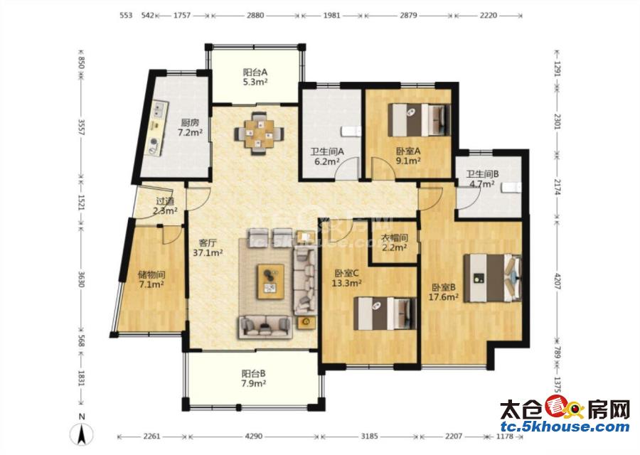 适合自住古塘花苑 85万 3室2厅2卫 精装修