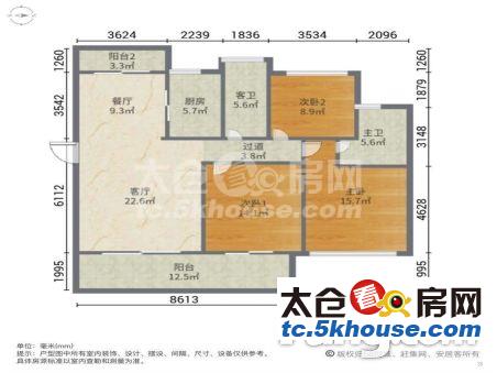 又上了套好房子!同悦锦园 102.35万 3室2厅2卫 精装修