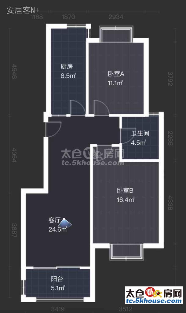 华阳星城 107万 2室2厅1卫 精装修 难得的好户型诚售