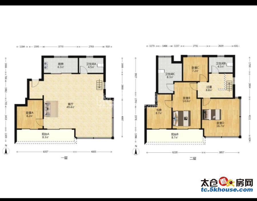 云萃景园 下叠加429万 4室2厅3卫 精装修 大户型生三胎也不用换房了