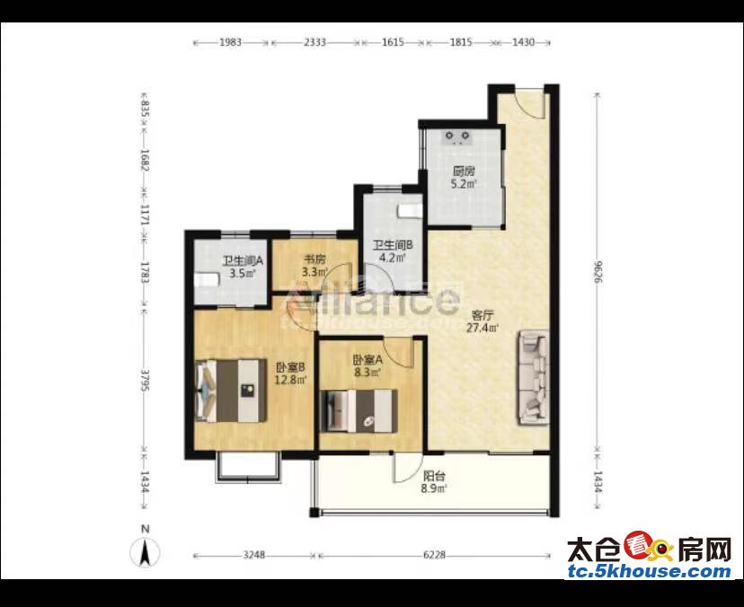 万科翡翠铂樾 158万 3室2厅2卫 精装修 好户型