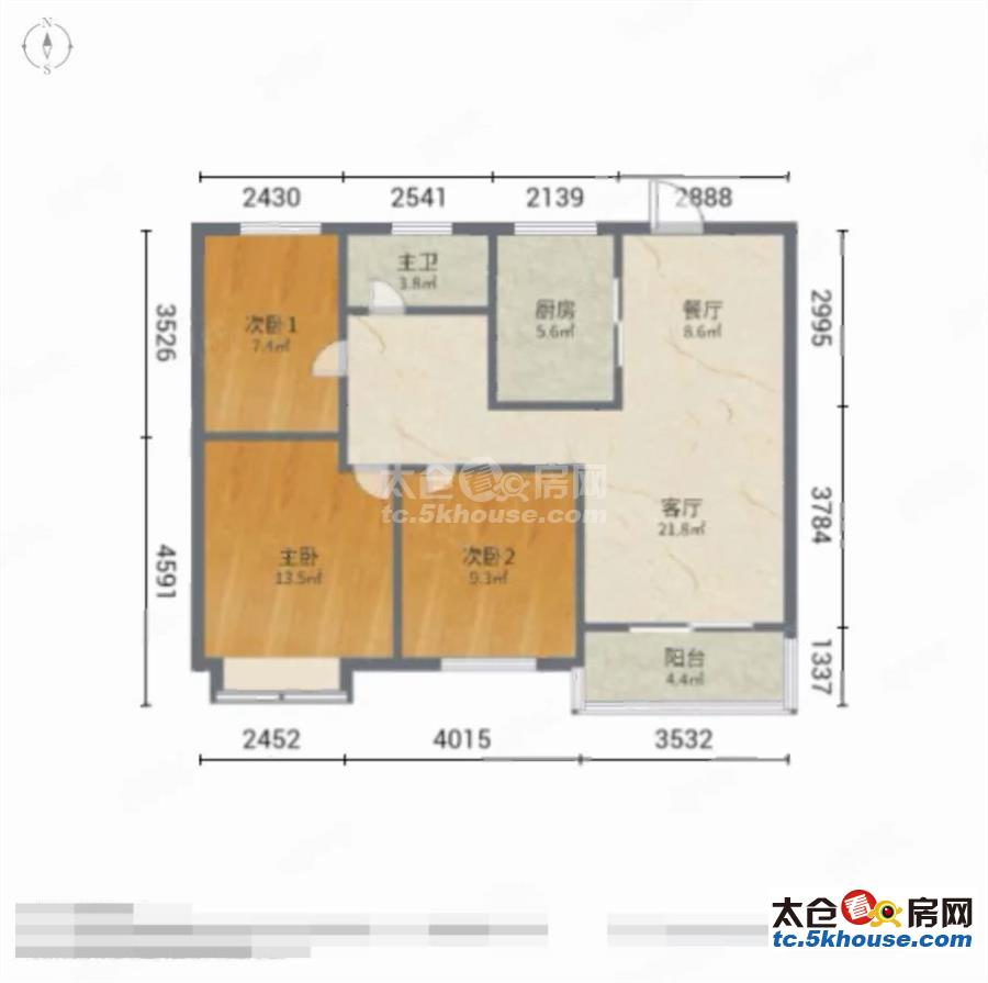 弇州府 120万 3室2厅1卫 精装修,直接入住价!