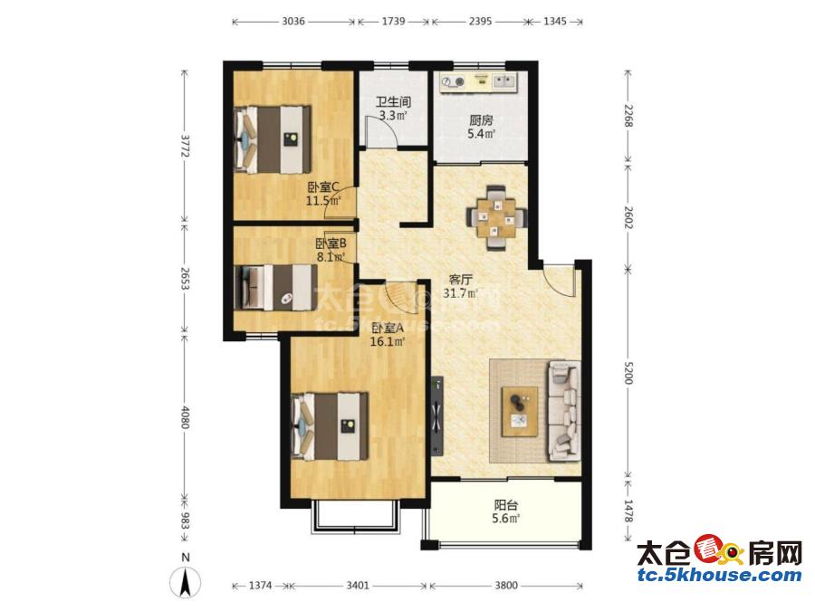 恒通佳苑 73万 3室2厅1卫 精装修超好的地段住家舒适