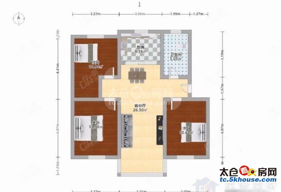 中心区低于市场价中南春江云景  3室2厅1卫 精装修