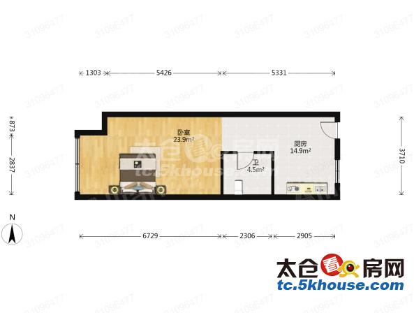 大社区生活交通方便五洋商城 1000元月 1室1厅1卫 简单装修