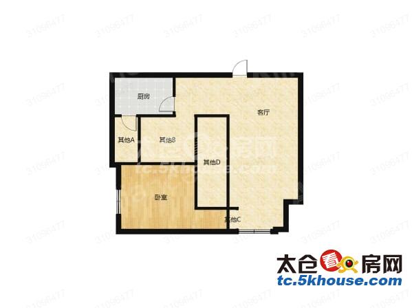 国大花园 2000元月 1室1厅1卫 简单装修 超值家具家电齐全