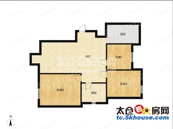 清爽大户型齐全家私利民花园三期 2300元月 3室2厅1卫 精装修