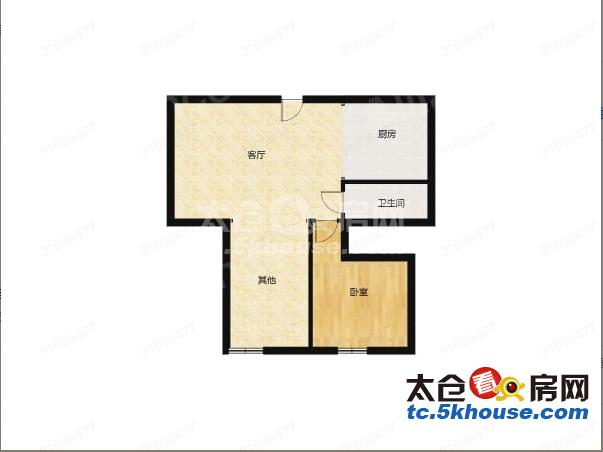 清爽大户型齐全家私里外滩公寓 2500元月 2室1厅1卫 精装修