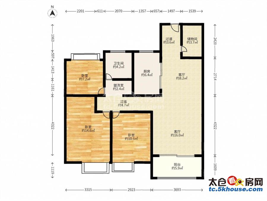 超大社区罕见户型大庆锦绣新城 85万 3室2厅1卫 精装修