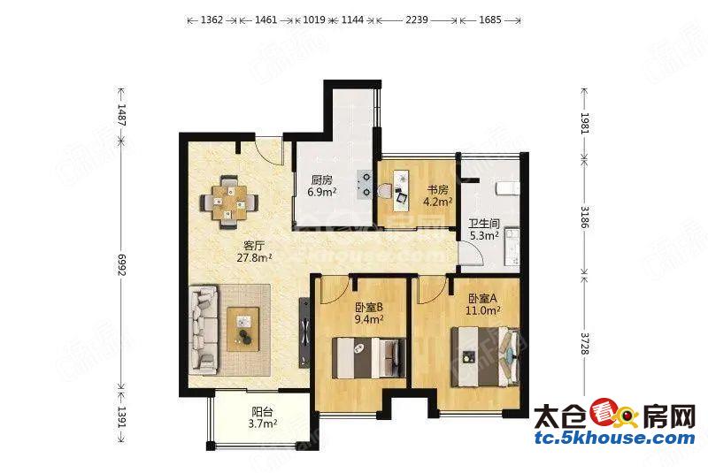 盛世一品3室2厅 南北通透 精装修 楼层好 满五年