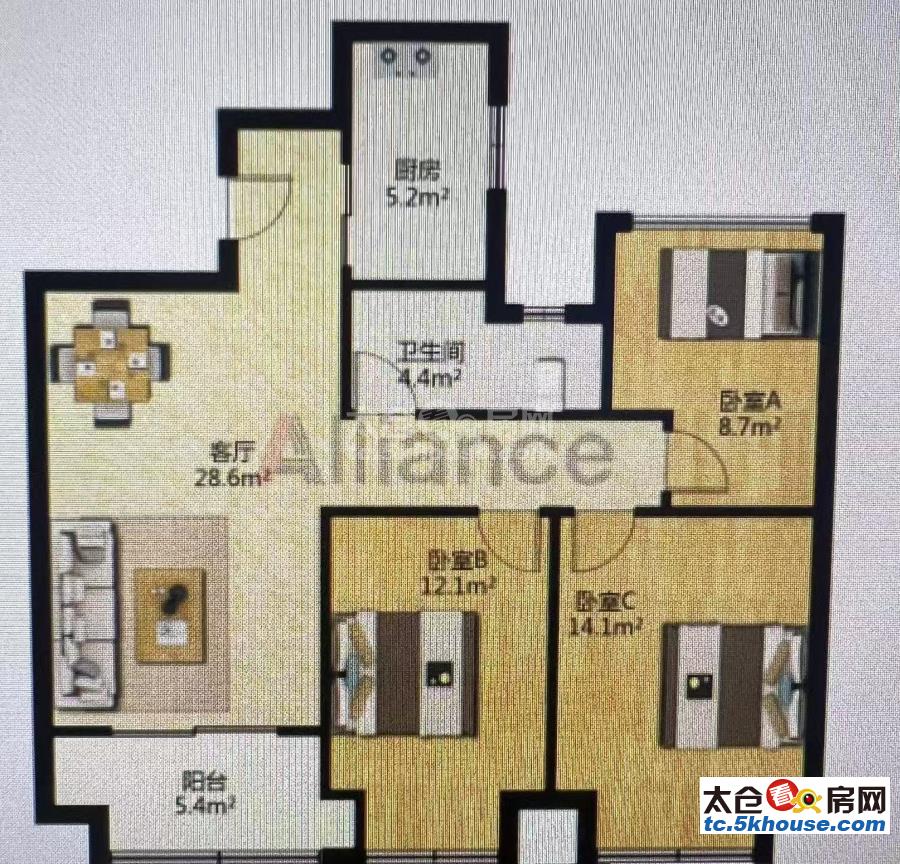 位置区位好,低于市场价,建发泱著花苑 160万 3室2厅1卫 精装修