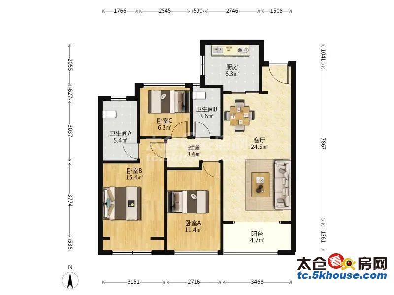 超好的地段升值潜力大御湖上品 89万 3室2厅2卫 精装修