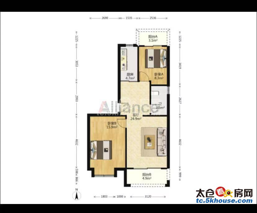 丽景嘉园 115万 3室2厅1卫 毛坯 超好的地段住家舒适