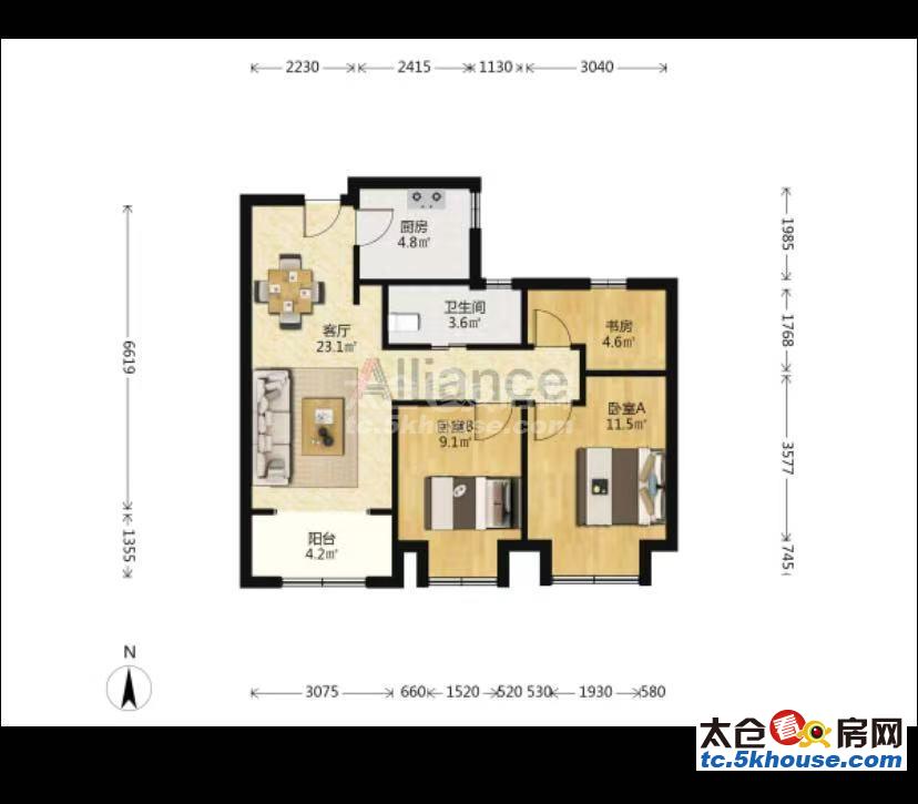 洛阳路上 次新小区 都会之光 130万 3室2厅1卫 精装修 格局极好看房随时