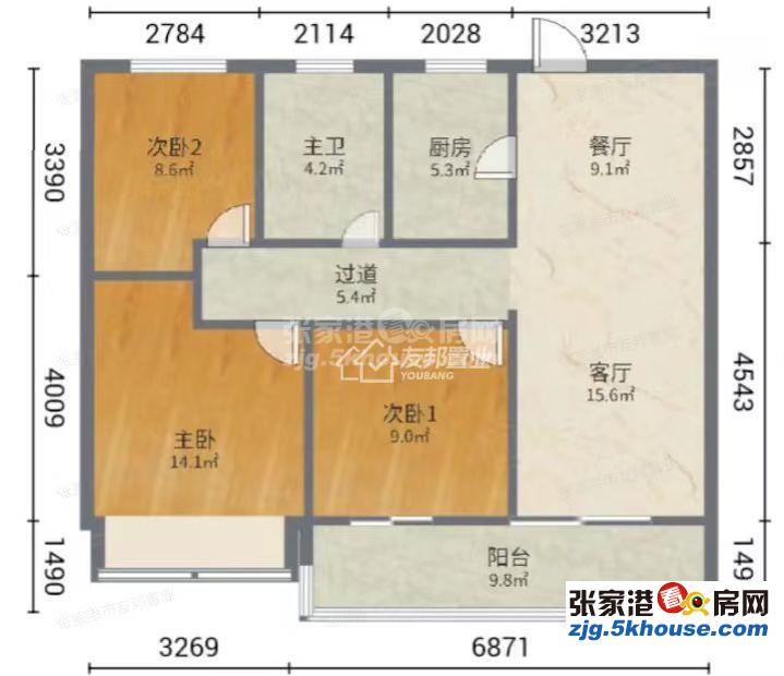 金茂智慧科学城首期 185万 3室2厅2卫 简单装修 ,大型社区,居家