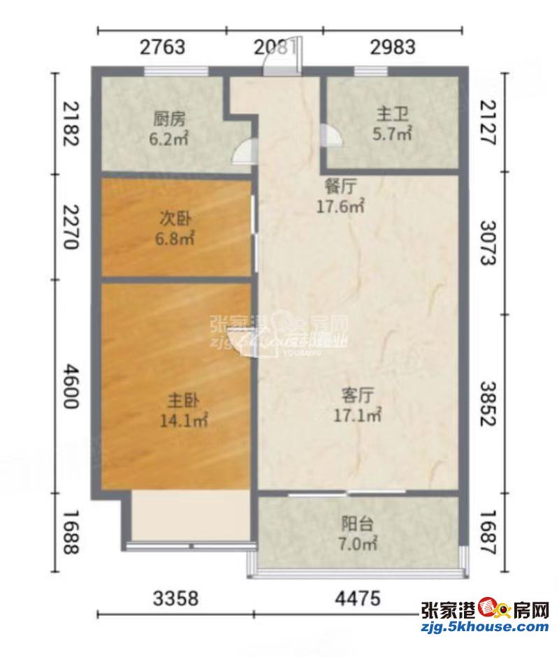 建发御珑湾 145万 2室2厅1卫 毛坯 非常安静笋盘出售