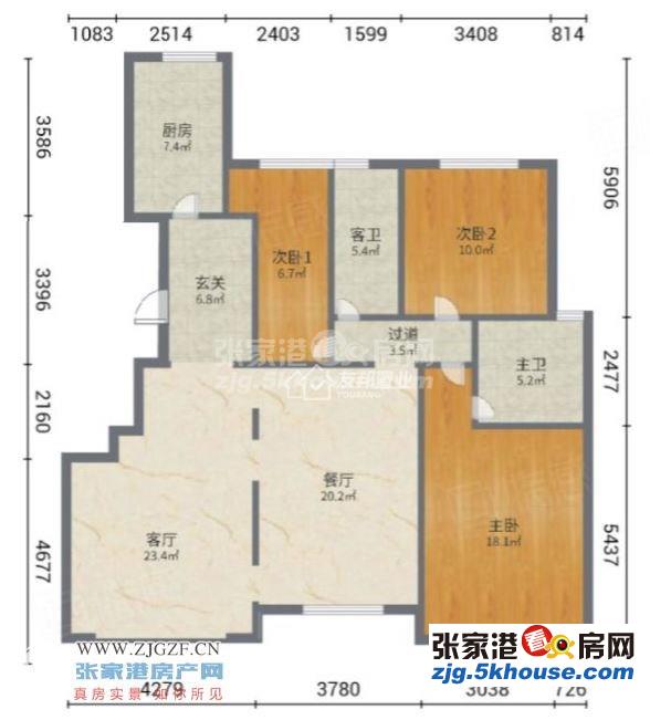 稀缺底楼带院子中联皇冠 143平加车位 精装 三室 265万 满两年