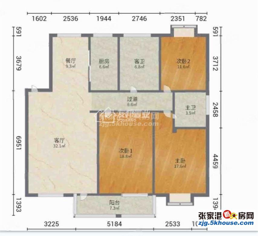 百桥花园 2室2厅1卫 南北通透 144平 配套齐全